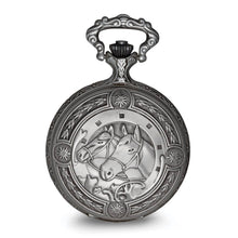 Load image into Gallery viewer, Charles Hubert Antique Chrome Finish 2 Horses Pocket Watch