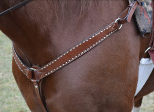 Alamo Saddlery 1-3/4 Inch Contour breast collar toast leather with buckstitch 3023-TBS