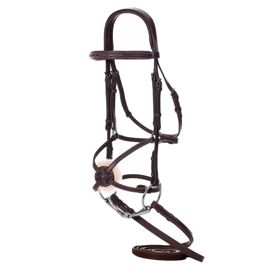 Equinavia Valkyrie Fancy Stitched Figure 8 Bridle & Reins - Chocolate Brown E10002