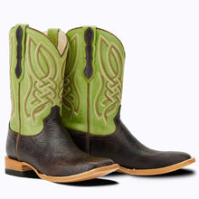 Load image into Gallery viewer, Captian Men&#39;s Brown/Green Cisco - Harrell Leather Square Toe Boots CBC305D