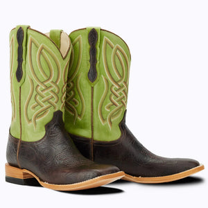 Captian Men's Brown/Green Cisco - Harrell Leather Square Toe Boots CBC305D