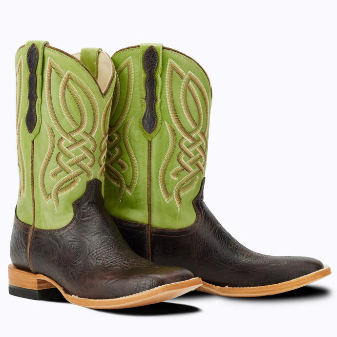 Captian Men's Brown/Green Cisco - Harrell Leather Square Toe Boots CBC305D
