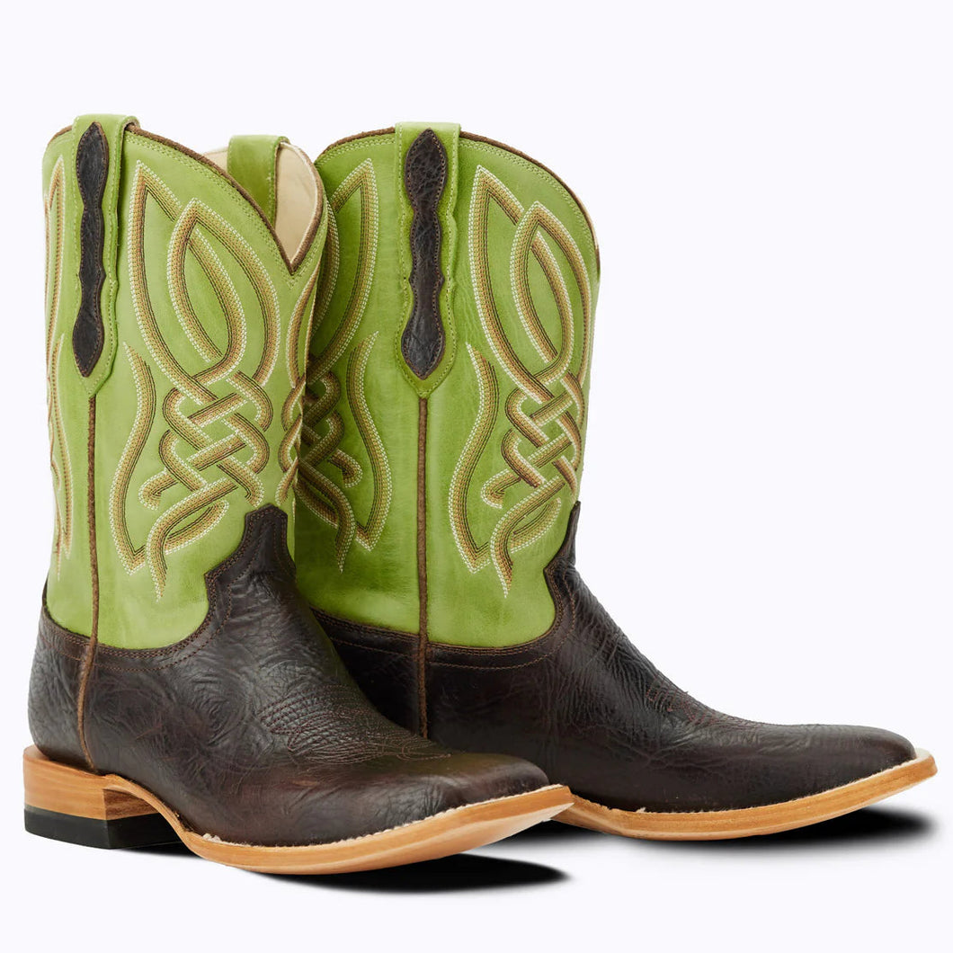 Captian Men's Brown/Green Cisco - Harrell Leather Square Toe Boots CBC305D