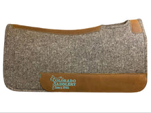 Load image into Gallery viewer, Colorado 1&quot; 32&quot;x32&quot; Chocolate Grey 100% Compressed Wool Saddle Pad With Turquoise Stitching 19-240