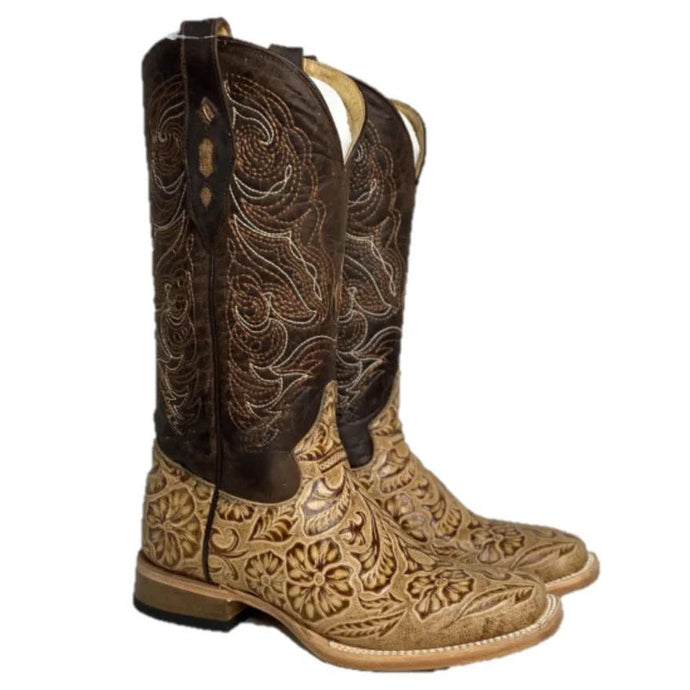 Cowtown Ladies Oryx Leather Wide Square Toe Boots Q452