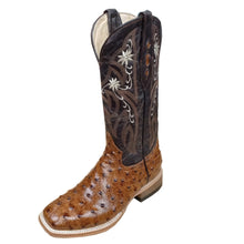 Load image into Gallery viewer, Cowtown Ladies&#39; Ostrich Print Wide Square Toe Boots Q464