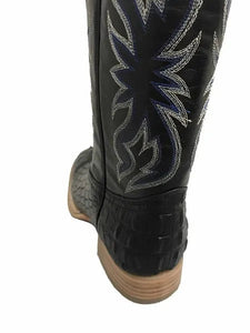Cowtown Men's Black Alligator Print Wide Square Toe Boots Q6096