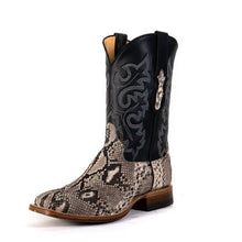 Load image into Gallery viewer, Cowtown Men&#39;s Natural Python Belly Cut Square Toe Boots Q809