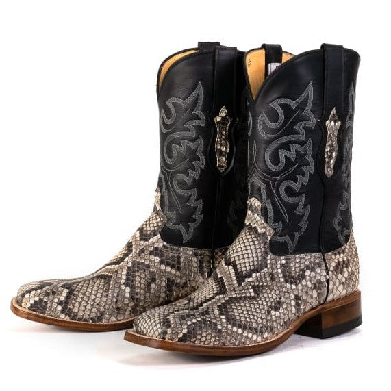 Cowtown Men's Natural Rock Python Belly Cut Square Toe Boots Q810 ...