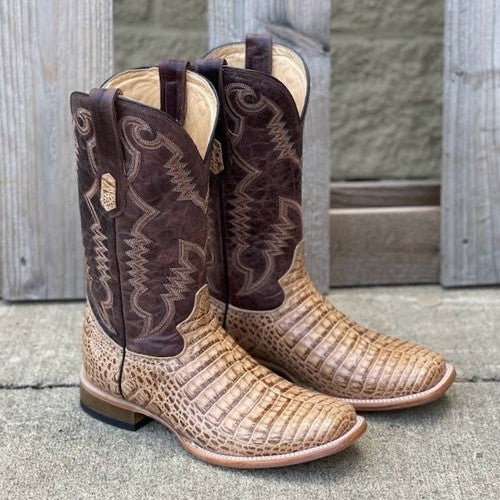 Cowtown Men's Oryx Caiman Belly Print Square Toe Boots Q6153