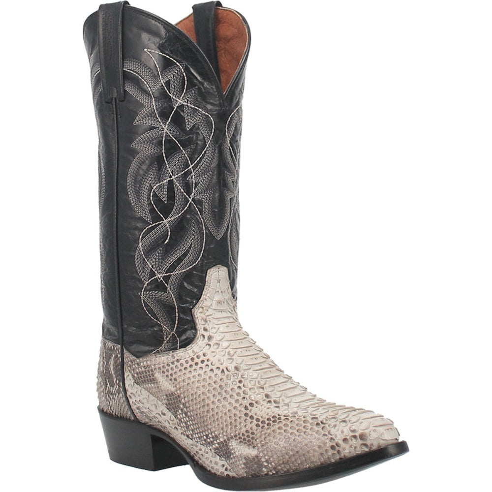 Dan Post Men's Dorsal Western Boot - Genuine Sea Bass Leather Square Toe Cowboy Boots