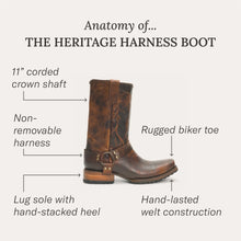 Load image into Gallery viewer, Stetson Men&#39;s Heritage Harness Brown Leather Biker Toe Boots 4124