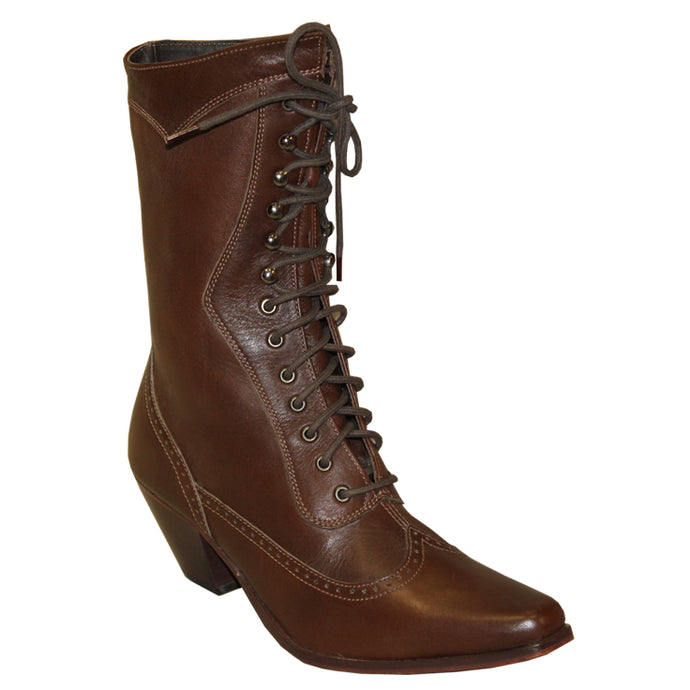 Rawhide Ladies 8″ Brown Victorian Lace Up Leather Snip Toe Boot 5011