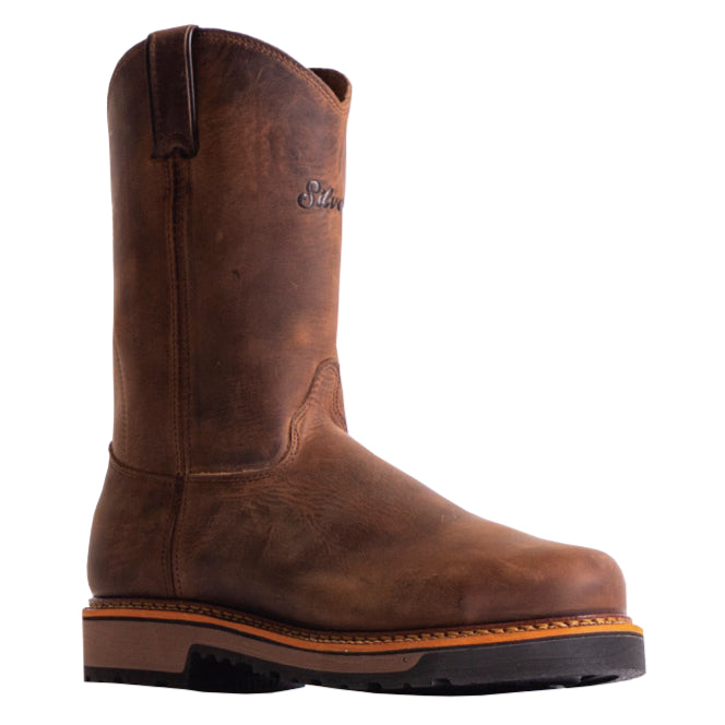 Silverado Men's 10″ Brown Leather Round Toe Work Boot 7701