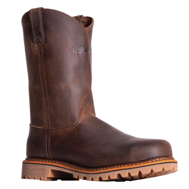 Silverado Men's 10″ Brown Leather Round Toe Work Boot 7702