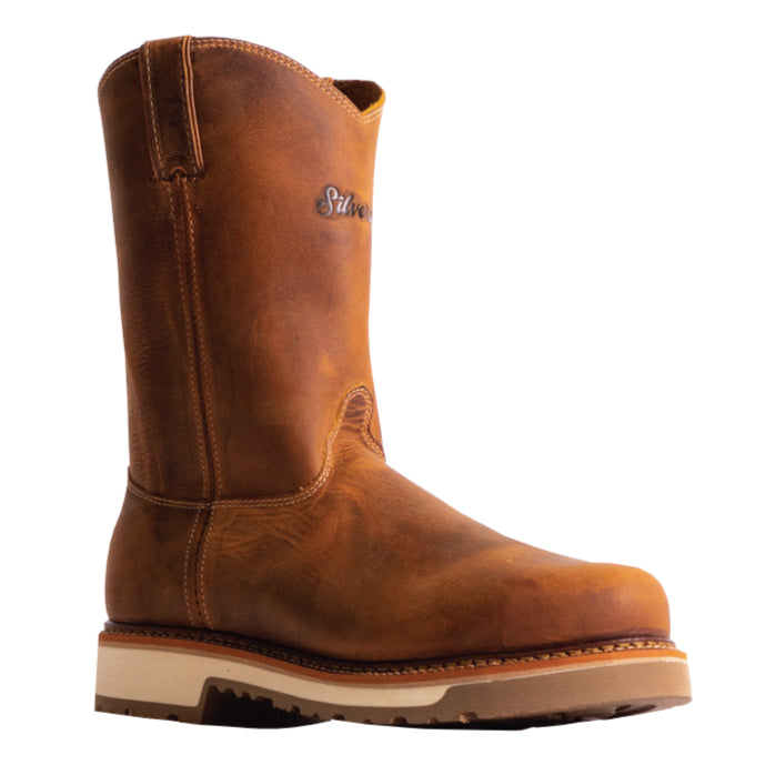 Silverado Men's 10″ Tan Leather Round Steel Toe Work Boot 7704ST