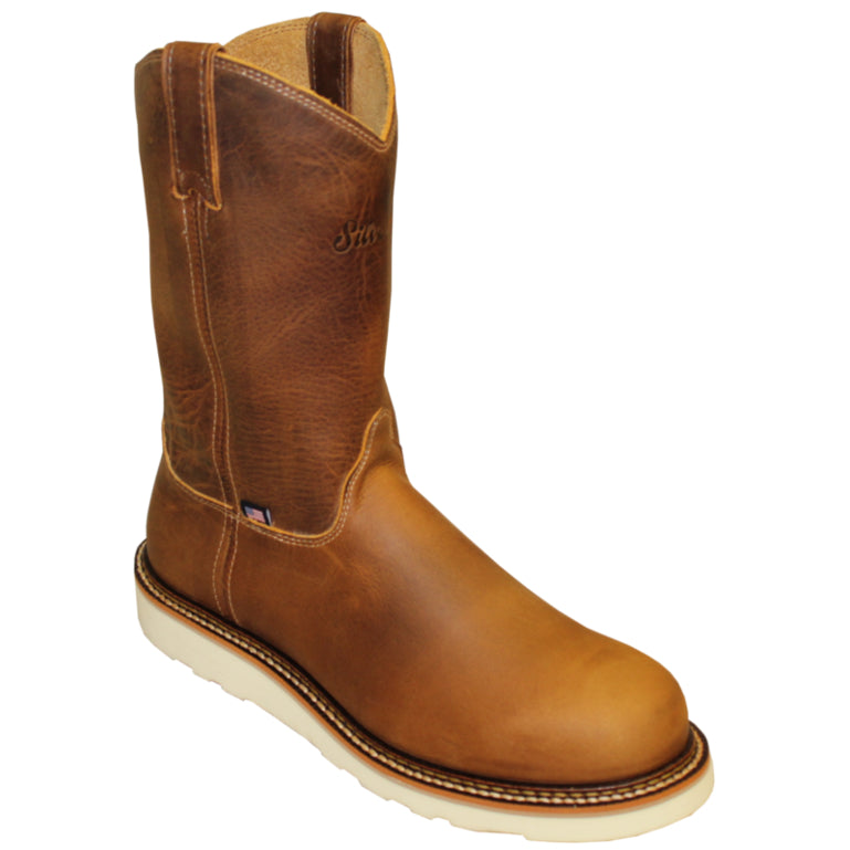 Silverado Men's 10″ Tan Leather Round Toe Work Boot 7703
