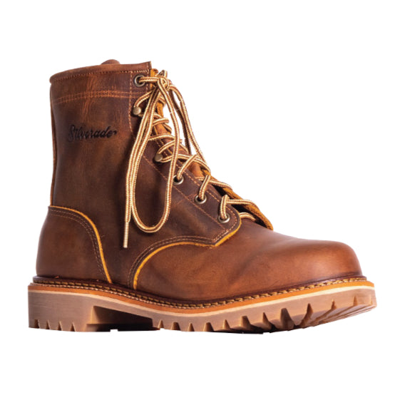 Silverado Men's 6″ Tan Leather Round Steel Toe Work Boot 7724ST