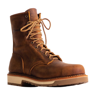Silverado Men's 8″ Tan Leather Round Steel Toe Work Boot 7712ST