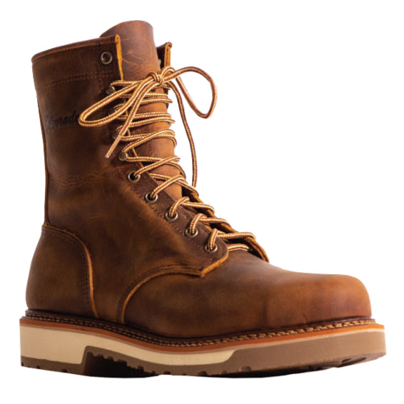 Silverado Men's 8″ Tan Leather Round Toe Work Boot 7712