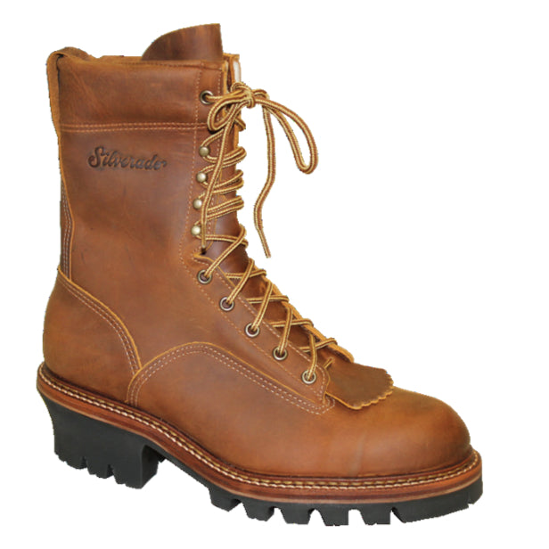 Silverado Men's 9″ Tan Logger Leather Round Toe Work Boot 7730