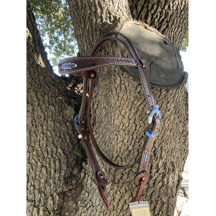 ALAMO Saddlery 1-1/2 Inch Contour Browband Feather Tooling 2800-FEATHER