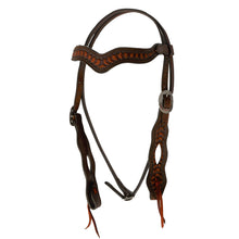 Load image into Gallery viewer, ALAMO Saddlery 1-1/2 Inch Wave Browband Toast Leather Wave Tooling A-2417