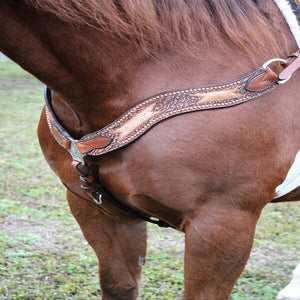 ALAMO Saddlery 2-1/2 Inch Wave Breast Collar Antique Elephant Background & Copper Crackle Overlay W/ Spots A-3217CA