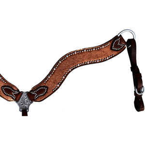 ALAMO Saddlery 2-1/2 Inch Wave Breast Collar Holographic Overlay W/ Crystals & Spots A-3017JC