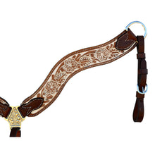 Load image into Gallery viewer, ALAMO Saddlery 2-1/2 Inch Wave Breast Collar Rough Out Chocolate Leather Floral Tooled W/ Background Paint A-3017IRO