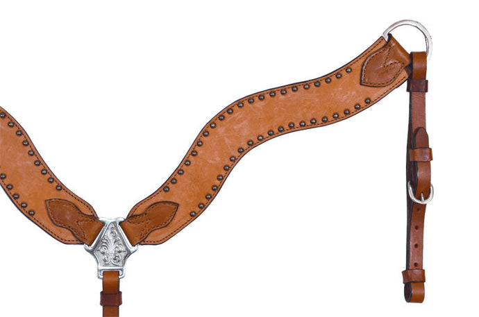 ALAMO Saddlery 2-1/2 Inch Wave Breast Collar Rough Out Toast Leather W/ Spots A-3017ROT