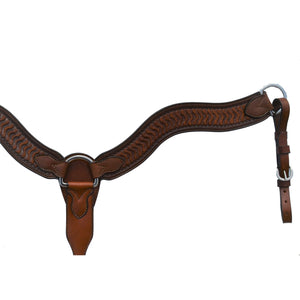 ALAMO Saddlery 2-1/2 Inch Wave Breast Collar Toast Leather Wave Tooling A-3417