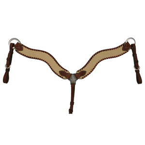 ALAMO Saddlery 2-1/2 Wave Breast Collar Palomino Overlay W/ Whip Lace A-3017WH