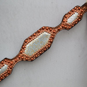 ALAMO Saddlery 2 Inch Scalloped Breast Collar Copper Crackle Background & Holographic Overlay W/ Spots A-3285IC