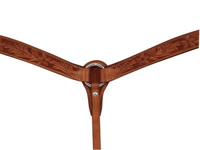ALAMO Saddlery Elite 2 Inch Contour Breast Collar Toast Leather Floral Tooled A-E3023CAA