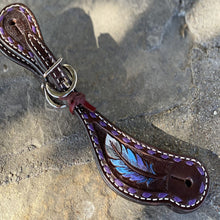 Load image into Gallery viewer, ALAMO Saddlery Ladies Spur Strap Feather Tooling A-382FEATHER