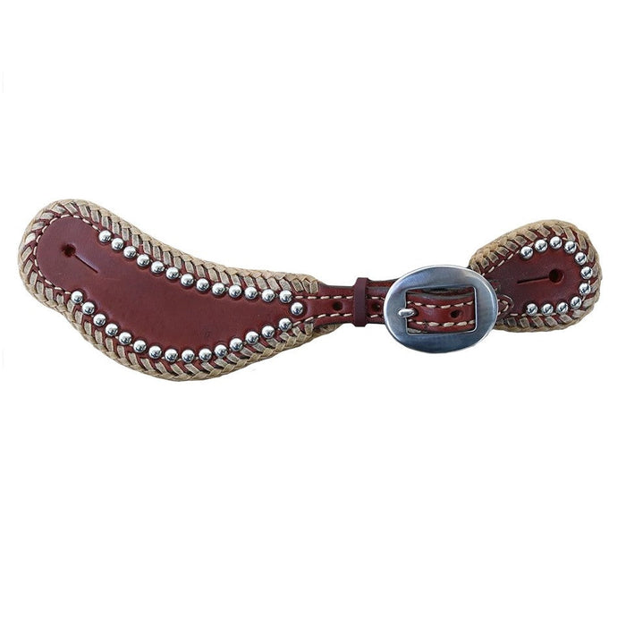 ALAMO Saddlery Ladies Spur Strap Toast Leather W/ Rawhide Spanish Lace & Spots A-382TP