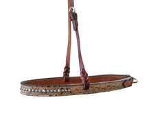 Load image into Gallery viewer, ALAMO Saddlery Noseband Brown Gator Overlay W/ Crystals &amp; Spots A-2000JGB